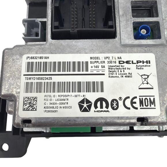 Mopar Delphi Uconnect VP2 7" Radio Display Head Unit 68321851AH - Picture 3 of 5